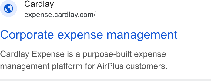 Cardlay ad on Google Ads: Cardlay Corporate expense management Cardlay Expense is a purpose-built expense management platform for Air Plus customers.