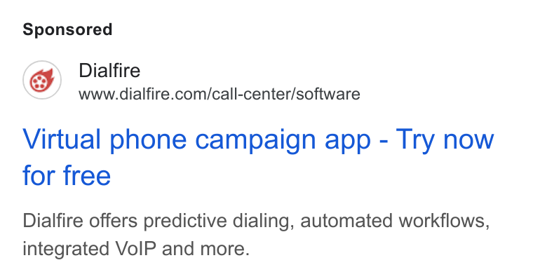 Appointlet ad on Google Ads: Virtual phone campaign app - Try now for free Dialfire offers predictive dialing, automated workflows, integrated Vo IP and more.