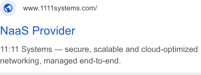 11:11 Systems ad on Google Ads