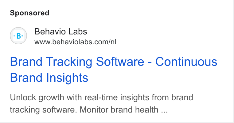 Behavio ad on Google Ads: Brand Tracking Software - Continuous Brand Insights Unlock growth with real-time insights from brand tracking software. Monitor brand health ...