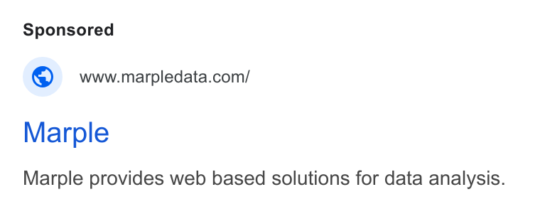 Marple ad on Google Ads: Marple Marple provides web based solutions for data analysis.