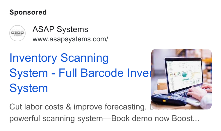 BarCloud ad on Google Ads: Inventory Scanning System - Full Barcode Inveiim System pa Cut labor costs & improve forecasting. powerful scanning system—Book demo now Boost...