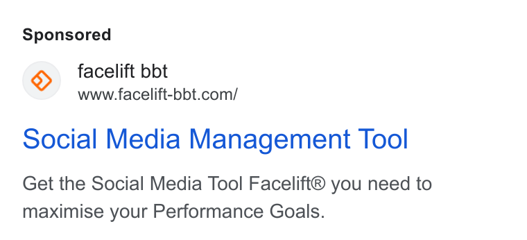 Facelift ad on Google Ads: Social Media Management Tool Get the Social Media Tool Facelift® you need to maximise your Performance Goals.
