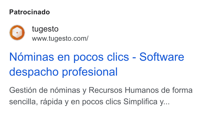 tugesto ad on Google Ads: Patrocinado Nominas en pocos clics - Software despacho profesional Gesti6n de néminas y Recursos Humanos de forma sencilla, rapida y en pocos clics Simplifica y...