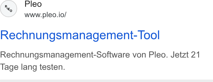 Pleo ad on Google Ads: Pleo www.pleo.io/ Rechnungsmanagement- Tool Rechnungsmanagement-Software von Pleo. Jetzt 21 Tage lang testen.