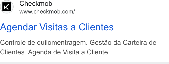 Checkmob ad on Google Ads: Agendar Visitas a Clientes Controle de quilomentragem. Gestao da Carteira de Clientes. Agenda de Visita a Cliente.