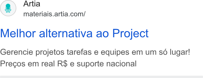 Artia ad on Google Ads: Melhor alternativa ao Project Gerencie projetos tarefas e equipes em um so lugar! Precos em real R$ e suporte nacional