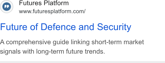 Futures Platform ad on Google Ads: Future of Defence and Security A comprehensive guide linking short-term market signals with long-term future trends.