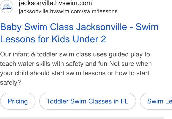 iClassPro ad on Google Ads: jacksonville.hvswim.com/swim/lessons Baby Swim Class Jacksonville - Swim Lessons for Kids Under 2 Our infant & toddler swim class uses guided play to teach water skills with safety and fun Not sure when your child should start swim lessons or how to start safely? Toddler Swim Classes in FL )( Swim Le