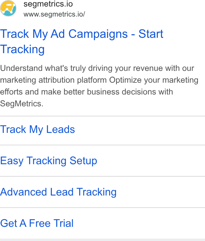 SegMetrics ad on Google Ads: Gy) segmetrics.io www.segmetrics.io/ Track My Ad Campaigns - Start Tracking Understand what's truly driving your revenue with our marketing attribution platform Optimize your marketing efforts and make better business decisions with Seg Metrics. Track My Leads Easy Tracking Setup Advanced Lead Tracking Get A Free Trial