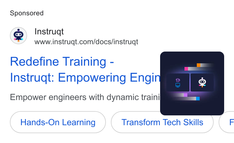 Instruqt ad on Google Ads: Redefine Training - Instrugt: Empowering Engi Empower engineers with dynamic traini