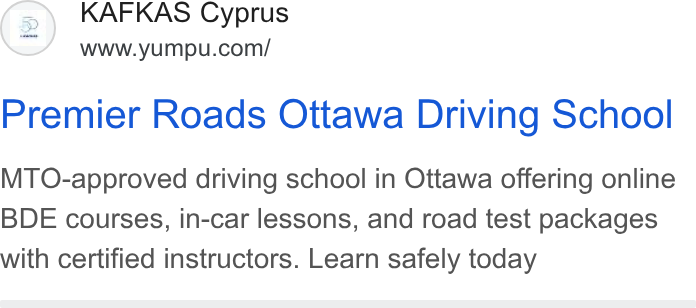 THOTH Magazine ad on Google Ads: Premier Roads Ottawa Driving School MTO-approved driving school in Ottawa offering online BDE courses, in-car lessons, and road test packages with certified instructors. Learn safely today