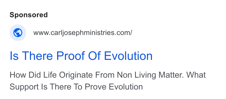 Donorbox ad on Google Ads: Is There Proof Of Evolution How Did Life Originate From Non Living Matter. What Support Is There To Prove Evolution