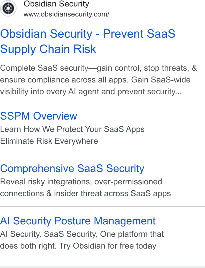 Obsidian Security ad