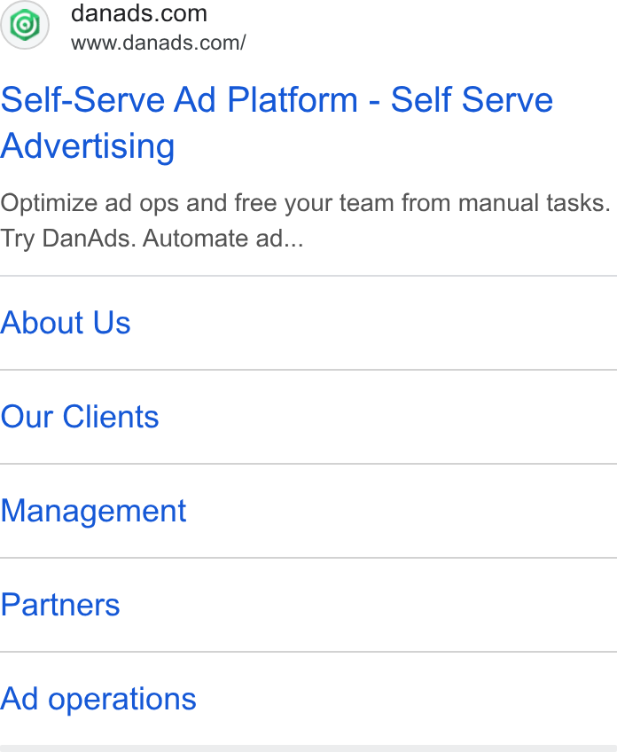 DanAds ad on Google Ads: www.danads.com/ Self-Serve Ad Platform - Self Serve Advertising Optimize ad ops and free your team from manual tasks. Try Dan Ads. Automate ad... About Us Our Clients Management Partners Ad operations