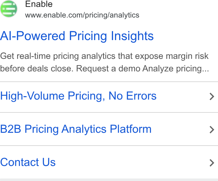 Enable ad on Google Ads: Al-Powered Pricing Insights Get real-time pricing analytics that expose margin risk before deals close. Request a demo Analyze pricing... High-Volume Pricing, No Errors > B2B Pricing Analytics Platform > Contact Us >