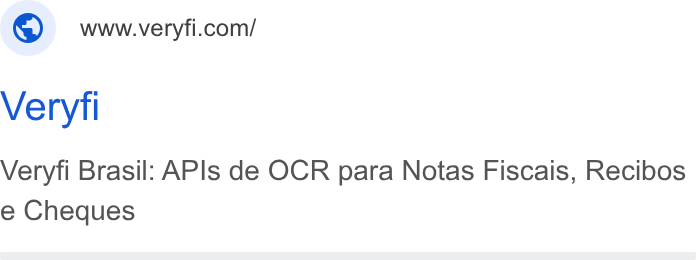 Veryfi ad on Google Ads: Veryfi Veryfi Brasil: APls de OCR para Notas Fiscais, Recibos e Cheques