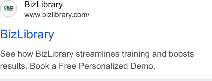 BizLibrary ad on Google Ads: Biz Library See how Biz Library streamlines training and boosts results. Book a Free Personalized Demo.
