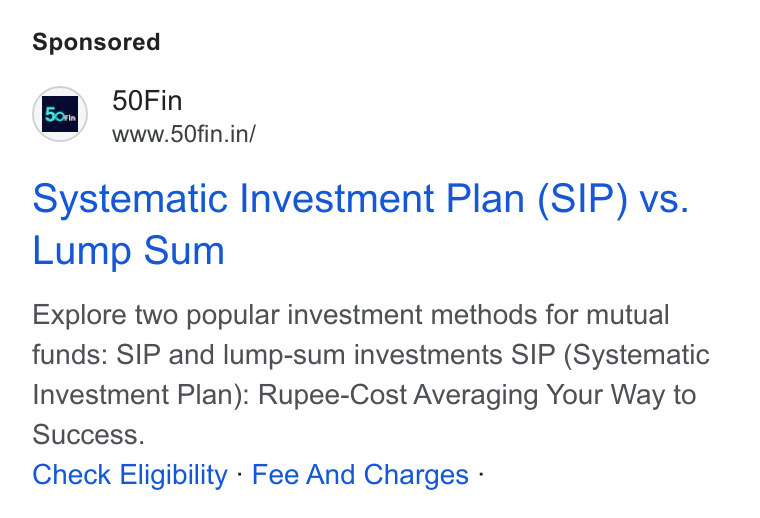 50Fin ad on Google Ads