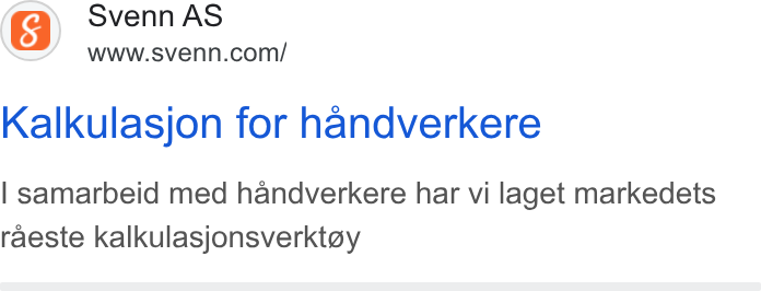 Svenn ad on Google Ads: Kalkulasjon for handverkere | samarbeid med handverkere har vi laget markedets raeste kalkulasjonsverktoy