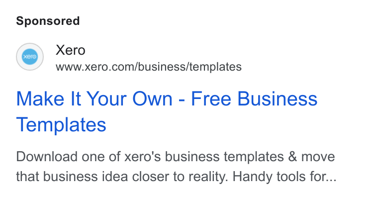 Xero ad on Google Ads: Make It Your Own - Free Business Templates Download one of xero's business templates & move that business idea closer to reality. Handy tools for...