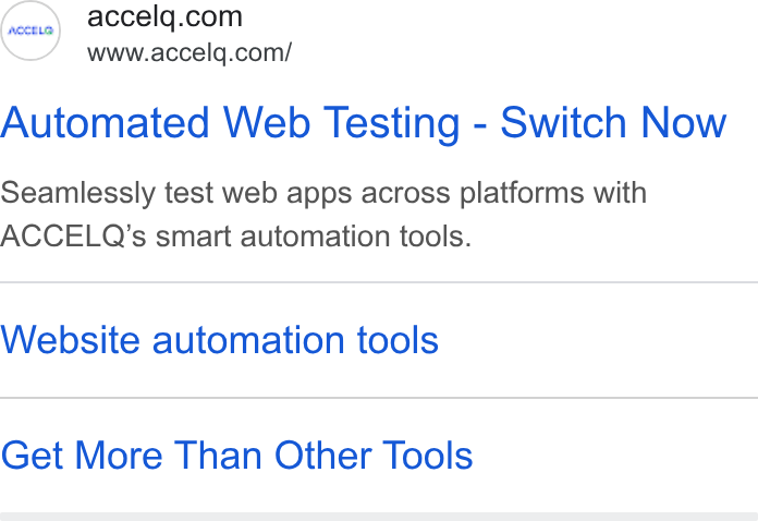 ACCELQ ad on Google Ads: www.accelq.com/ Automated Web Testing - Switch Now Seamlessly test web apps across platforms with ACCELQ’s smart automation tools. Website automation tools Get More Than Other Tools