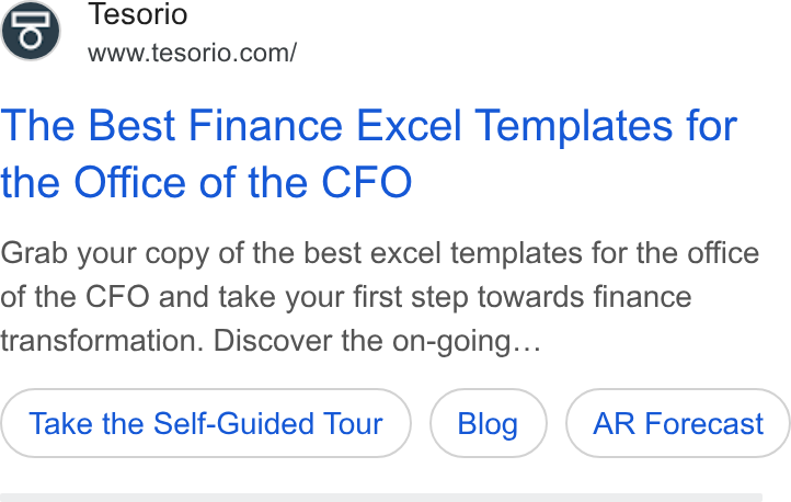 Tesorio ad on Google Ads: The Best Finance Excel Templates for the Office of the CFO Grab your copy of the best excel templates for the office of the CFO and take your first step towards finance transformation. Discover the on-going... Take the Self-Guided Tour AR Forecast