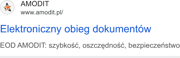 AMODIT ad on Google Ads: Elektroniczny obieg dokumentow EOD AMODIT: szybkos¢, oszczednosé, bezpieczenstwo