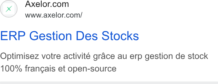 Axelor ad on Google Ads: www.axelor.com/ ERP Gestion Des Stocks Optimisez votre activité grace au erp gestion de stock 100% francais et open-source