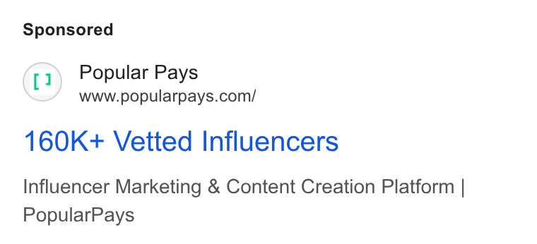 Popular Pays ad on Google Ads: 160K+ Vetted Influencers Influencer Marketing & Content Creation Platform | Popular Pays