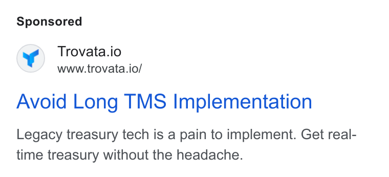 Trovata ad on Google Ads: Trovata.io www.trovata.io/ Avoid Long TMS Implementation Legacy treasury tech is a pain to implement. Get real- time treasury without the headache.