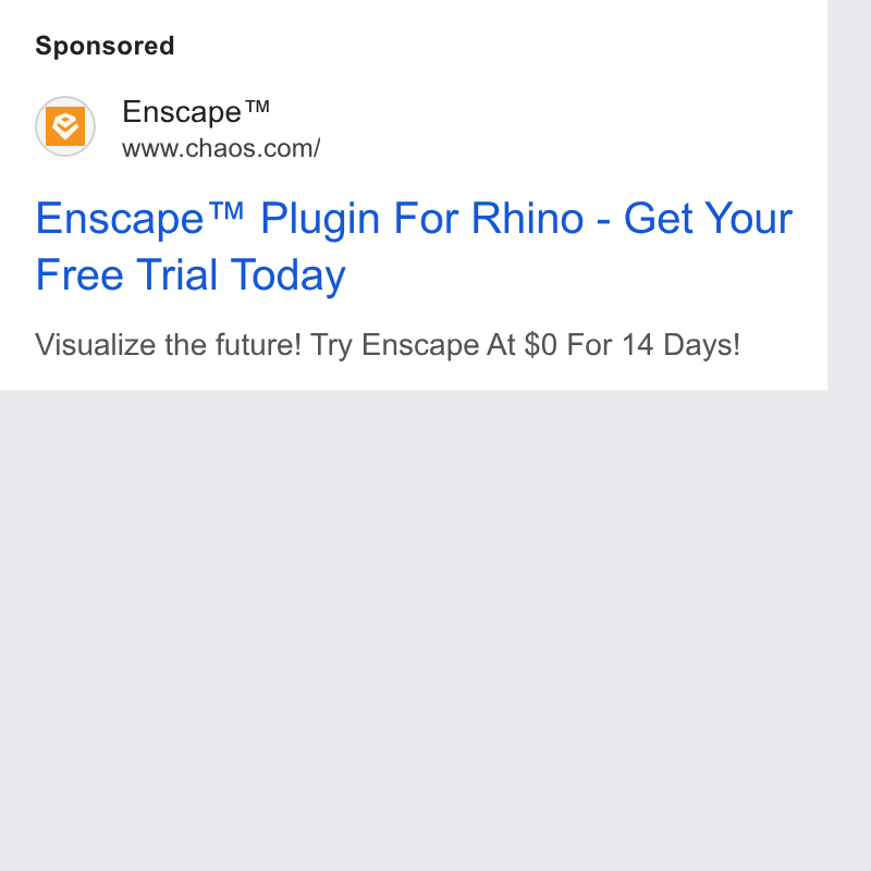Chaos ad on Google Ads: Enscape™ Plugin For Rhino - Get Your Free Trial Today Visualize the future! Try Enscape At $0 For 14 Days!