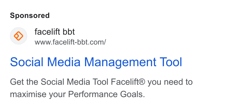 Facelift ad on Google Ads: Social Media Management Tool Get the Social Media Tool Facelift® you need to maximise your Performance Goals.