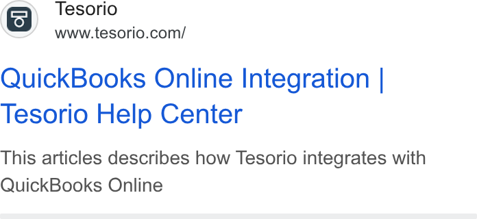 Tesorio ad on Google Ads: NN” Quick Books Online Integration | Tesorio Help Center This articles describes how Tesorio integrates with Quick Books Online