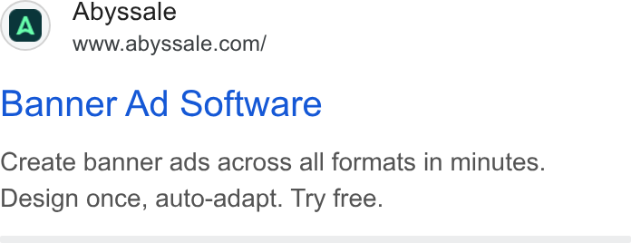 Abyssale ad on Google Ads: Banner Ad Software Create banner ads across all formats in minutes. Design once, auto-adapt. Try free.