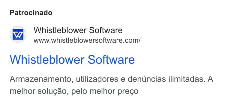 Formalize ad on Google Ads: Patrocinado Whistleblower Software Armazenamento, utilizadores e denuncias ilimitadas. A melhor solugao, pelo melhor prego
