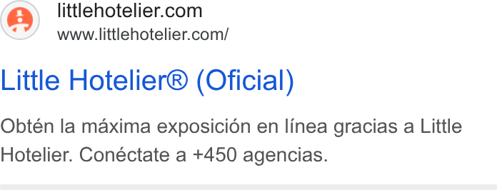 Little Hotelier ad on Google Ads: www.littlehotelier.com/ Little Hotelier® (Oficial) Obtén la maxima exposicion en linea gracias a Little Hotelier. Conéctate a +450 agencias.