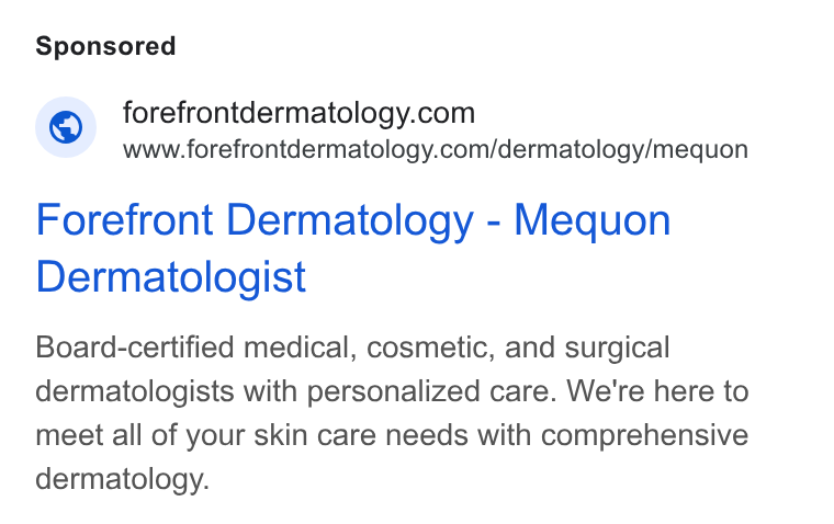Forefront Dermatology Glen Allen, VA ad creative