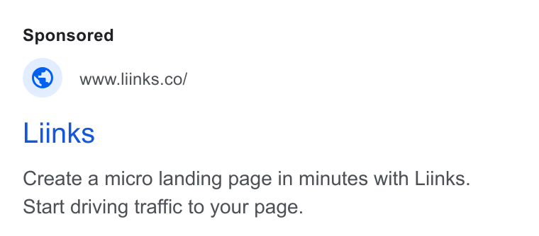 EMR USA ad on Google Ads: Liinks Create a micro landing page in minutes with Liinks. Start driving traffic to your page.