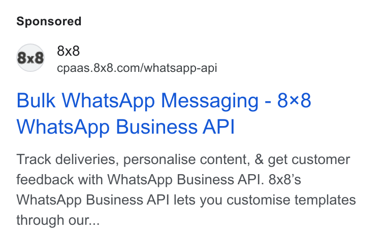 8x8 ad on Google Ads