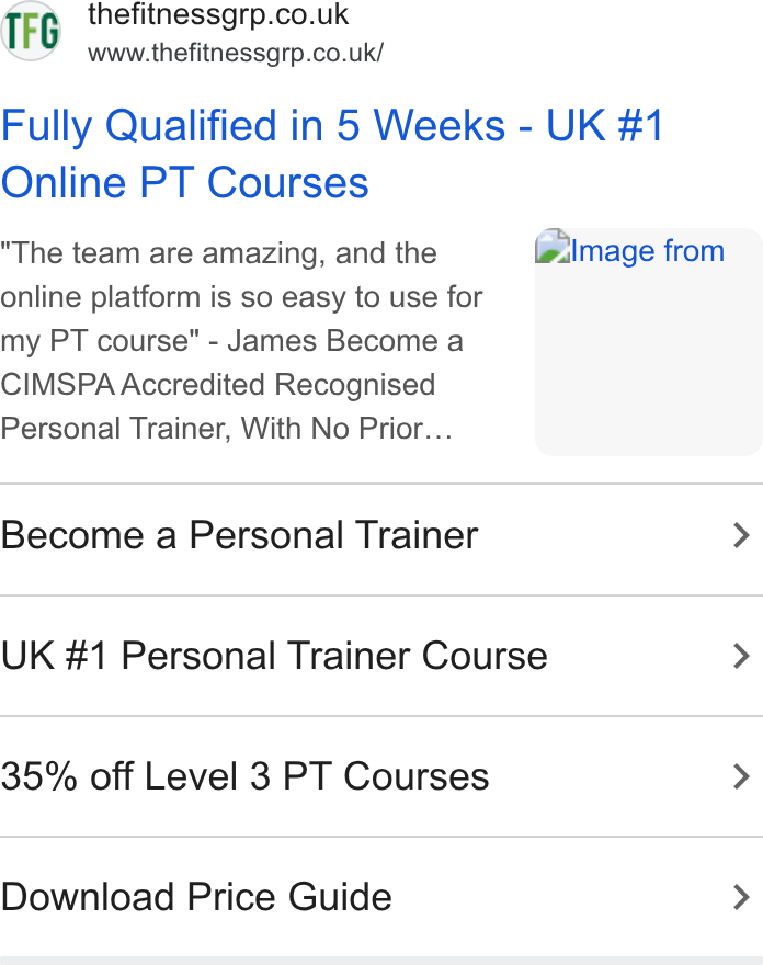 The Fitness Group EDUCATION ad creative