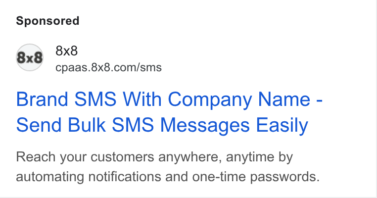 8x8 ad on Google Ads