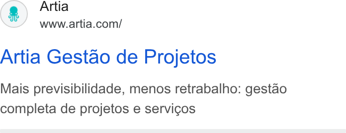 Artia ad on Google Ads: Artia Gestao de Projetos Mais previsibilidade, menos retrabalho: gestao completa de projetos e servicos
