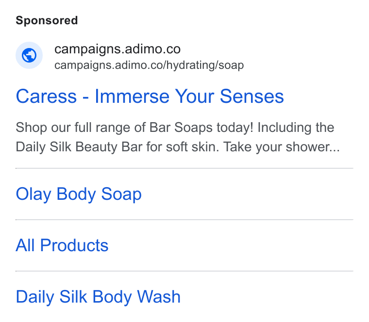 Adimo ad on Google Ads: campaigns.adimo.co/hydrating/soap Caress - Immerse Your Senses Shop our full range of Bar Soaps today! Including the Daily Silk Beauty Bar for soft skin. Take your shower... Olay Body Soap All Products Daily Silk Body Wash