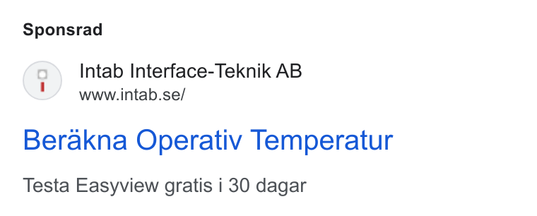 Upsales ad on Google Ads: Sponsrad Berakna Operativ Temperatur Testa Easyview gratis i 30 dagar
