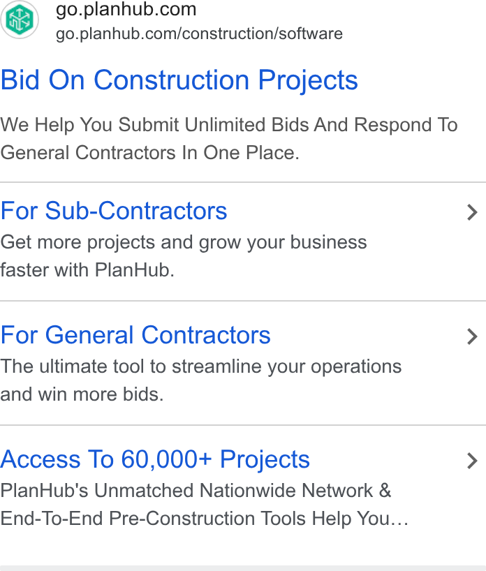 PlanHub ad on Google Ads: go.planhub.com/construction/software Bid On Construction Projects We Help You Submit Unlimited Bids And Respond To General Contractors In One Place. For Sub-Contractors > Get more projects and grow your business faster with Plan Hub. For General Contractors > The ultimate tool to streamline your operations and win more bids. Access To 60,000+ Projects > Plan Hub's Unmatched Nationwide Network & End-To-End Pre-Construction Tools Help You...