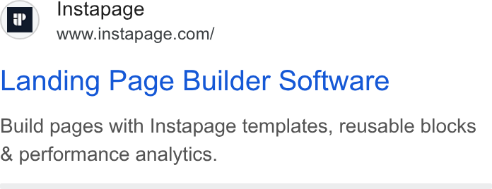 Instapage ad on Google Ads: Landing Page Builder Software Build pages with Instapage templates, reusable blocks & performance analytics.