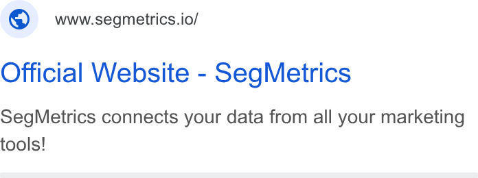 SegMetrics ad on Google Ads: ©) wwsegmetrics.io/ Official Website - Seg Metrics Sseg Metrics connects your data from all your marketing tools!