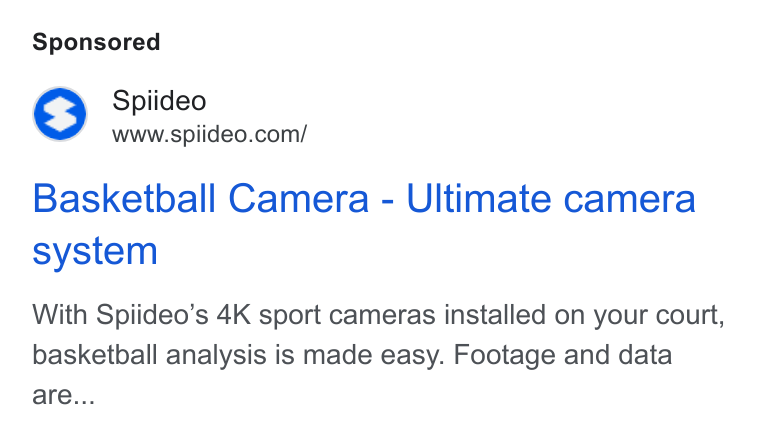 Spiideo ad on Google Ads: Basketball Camera - Ultimate camera system With Spiideo’s 4K sport cameras installed on your court, basketball analysis is made easy. Footage and data are...