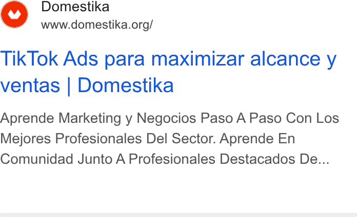 Domestika ad on Google Ads: Tik Tok Ads para maximizar alcance y ventas | Domestika Aprende Marketing y Negocios Paso A Paso Con Los Mejores Profesionales Del Sector. Aprende En Comunidad Junto A Profesionales Destacados De...